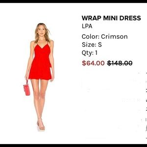LPA red wrap mini dress from Revolve